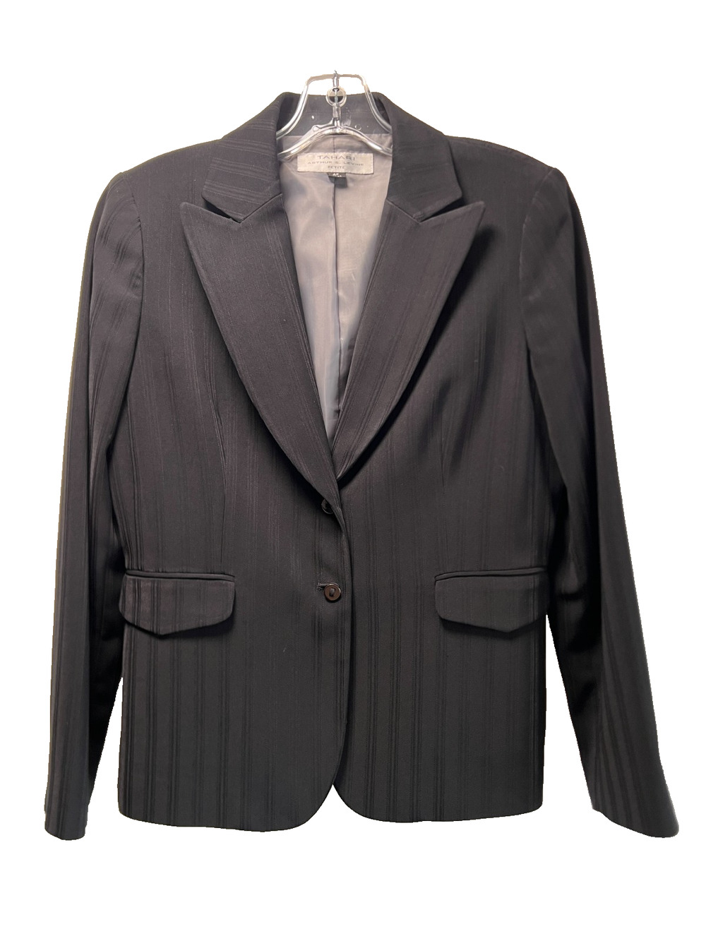 Tahari Arthur S. Levine Petite Blazer Size 6P Black Career Office Jacket Women
